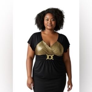 Black and Gold tunic top with Chain Detail